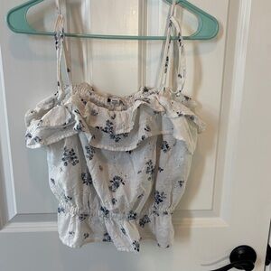 American Eagle Outfitters White and Blue Floral Camisole